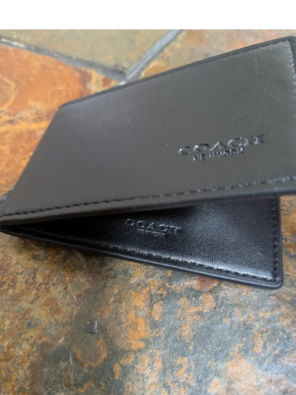 Coach Black Leather Folded Card And ID 🪪 Compact Wallet
